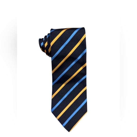 Burberry 100% Silk Tie Blue/Yellow Stripe Men’s tie EUC - Picture 1 of 5